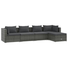 5-Delige Loungeset Met Kussens Poly Rattan 1 Grijs en antraciet