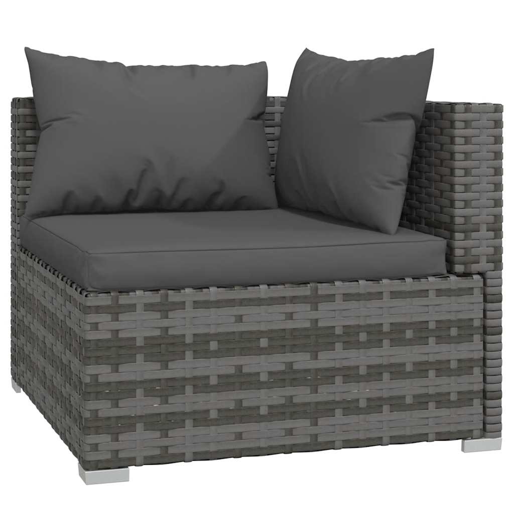 5-Delige Loungeset Met Kussens Poly Rattan 1 Grijs en antraciet