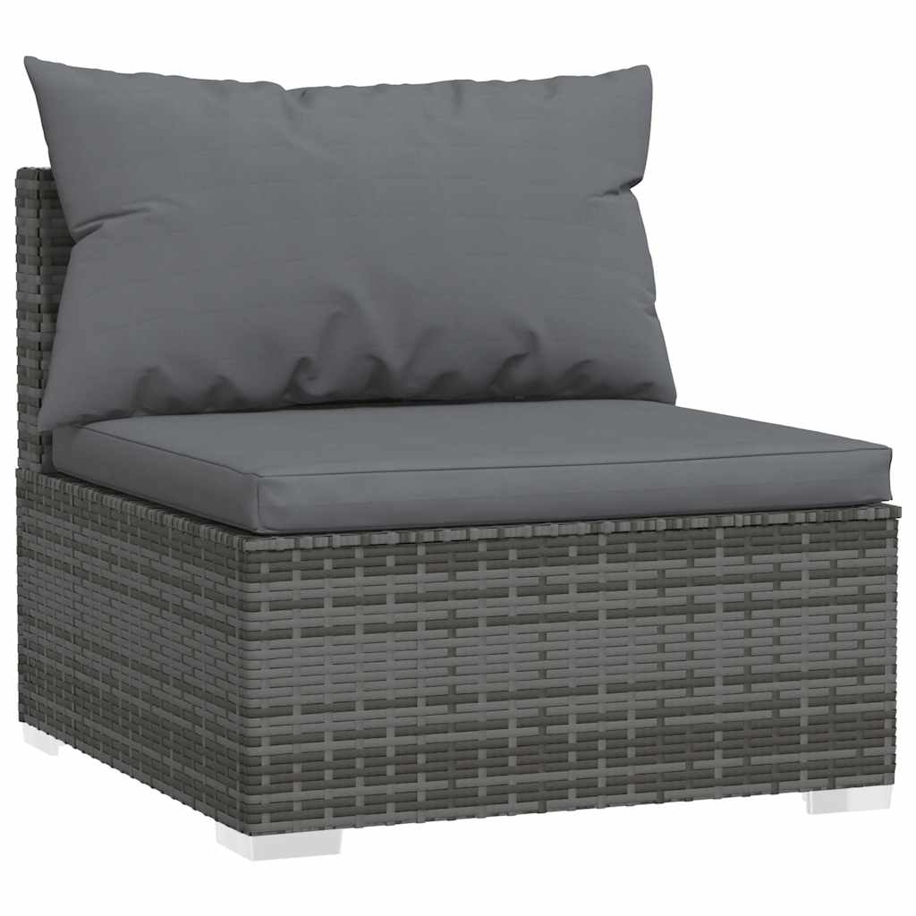 5-Delige Loungeset Met Kussens Poly Rattan 1 Grijs en antraciet