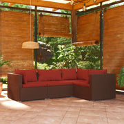 Loungeset 4-delig poly rattan bruin