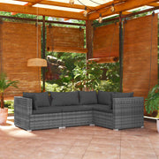 Loungeset 4-delig poly rattan grijs