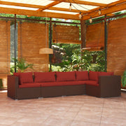 Loungeset 5-delig poly rattan bruin