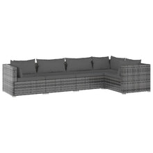 5-Delige Loungeset Met Kussens Poly Rattan Grijs En Antraciet 1 3x hoek + 2x midden
