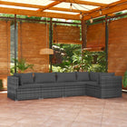 5-Delige Loungeset Met Kussens Poly Rattan Grijs En Antraciet 1 3x hoek + 2x midden