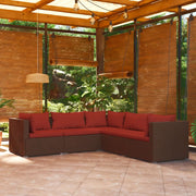 Loungeset 5-delig poly rattan bruin