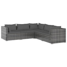 5-Delige Loungeset Met Kussens Poly Rattan Grijs En Antraciet 1 2x midden + 3x hoek