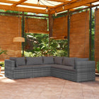 5-Delige Loungeset Met Kussens Poly Rattan Grijs En Antraciet 1 2x midden + 3x hoek