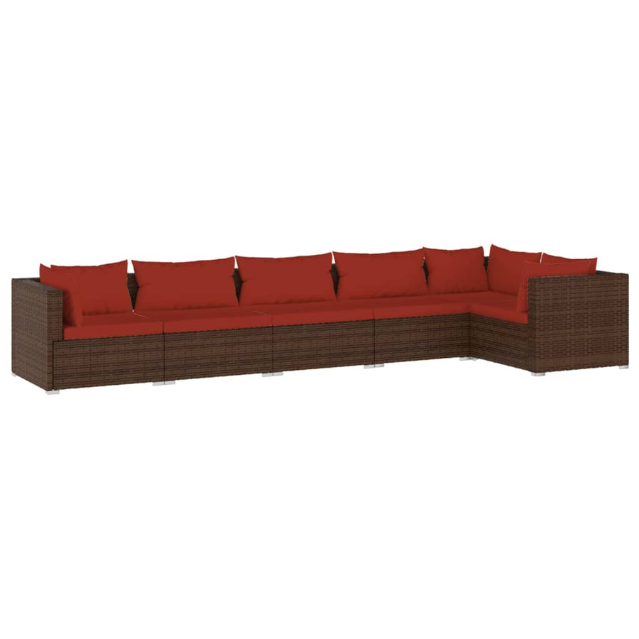 6-Delige Loungeset Met Kussens Poly Rattan 1