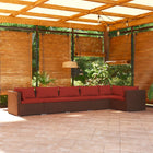 6-delige Loungeset met kussens poly rattan bruin 1 3x midden + 3x hoek