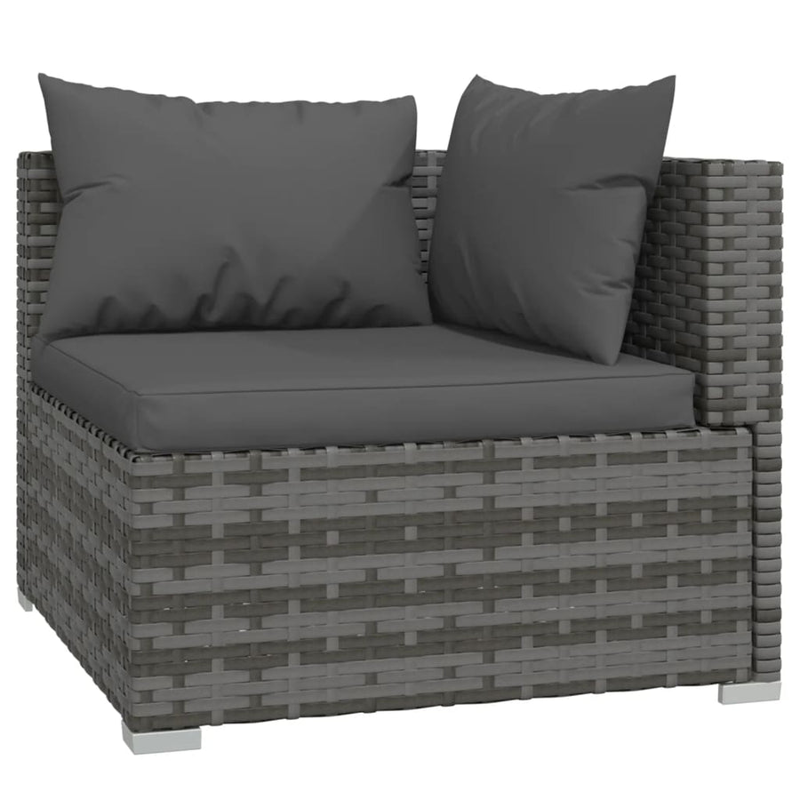 6-Delige Loungeset Met Kussens Poly Rattan Grijs En Antraciet 1 3x midden + 3x hoek