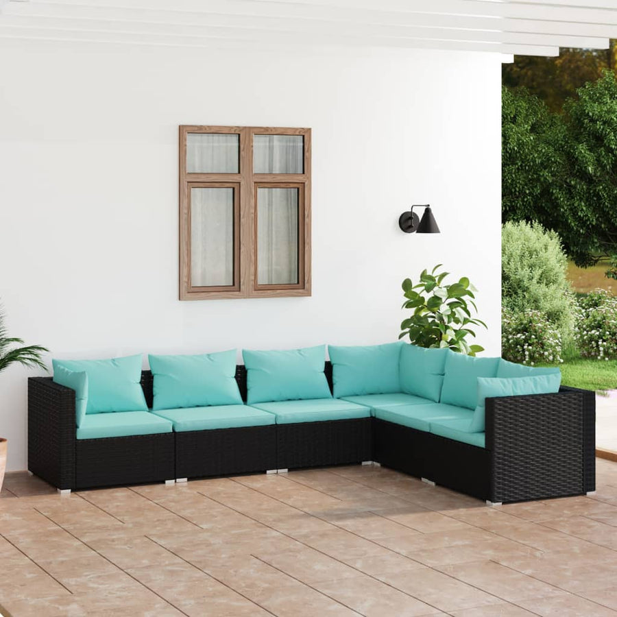6-Delige Loungeset Met Kussens Poly Rattan 1