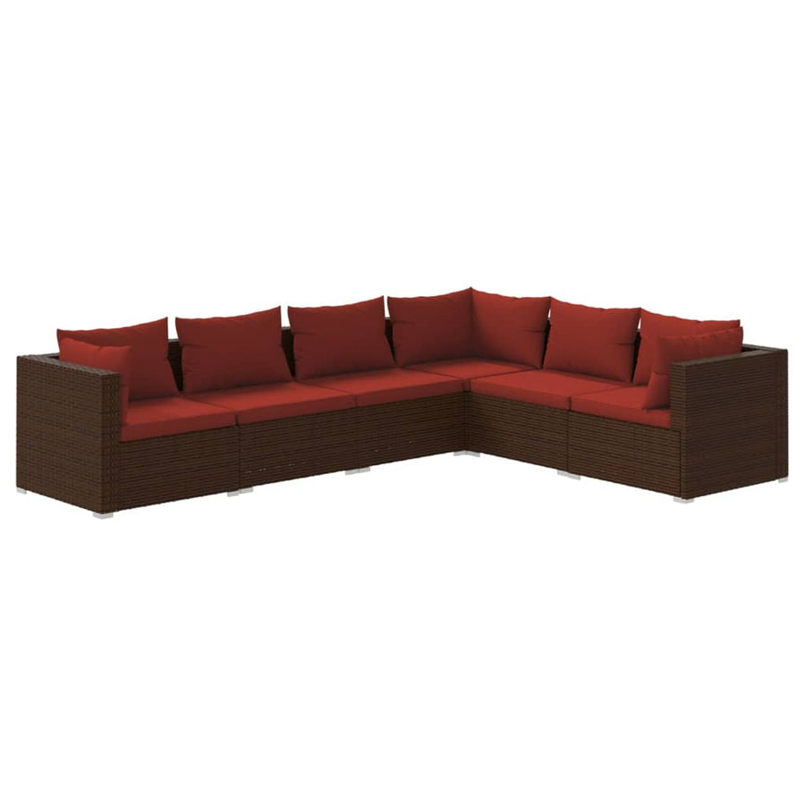 6-Delige Loungeset Met Kussens Poly Rattan 1