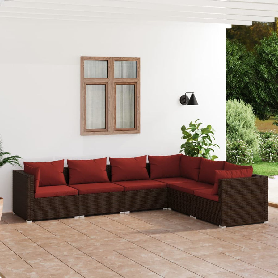 6-Delige Loungeset Met Kussens Poly Rattan 1