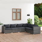 Loungeset 6-delig poly rattan grijs