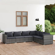 Loungeset 6-delig poly rattan grijs