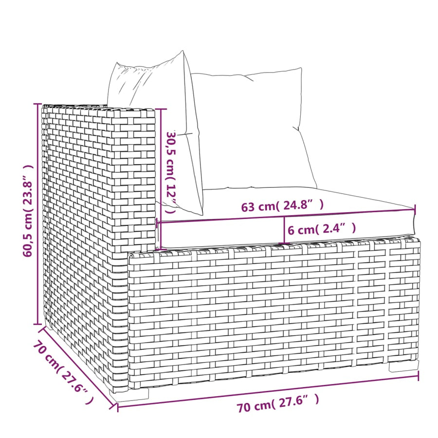7-Delige Loungeset Met Kussens Poly Rattan 1