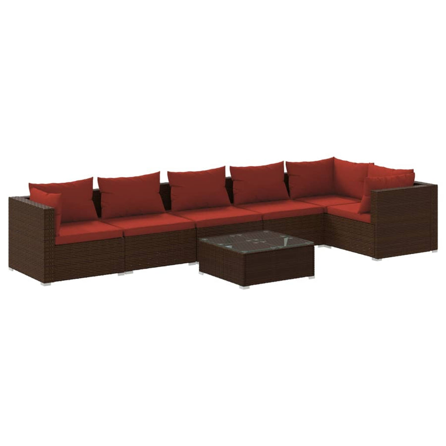 7-Delige Loungeset Met Kussens Poly Rattan 1