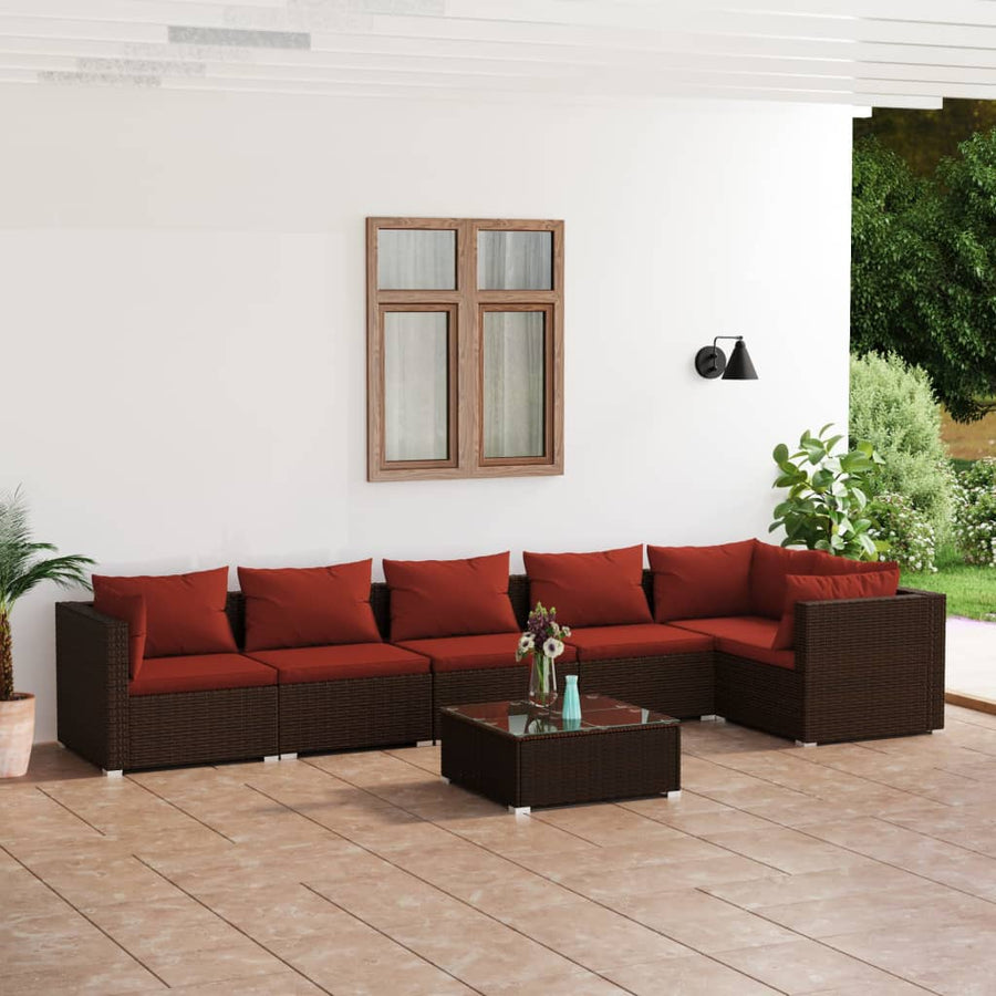 7-Delige Loungeset Met Kussens Poly Rattan 1