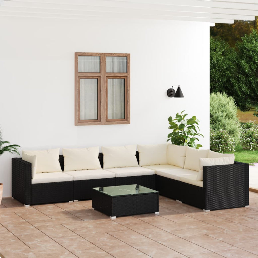 7-Delige Loungeset Met Kussens Poly Rattan 1