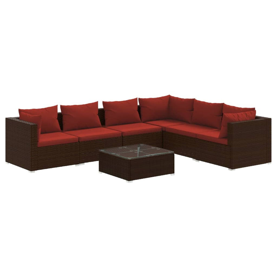 7-Delige Loungeset Met Kussens Poly Rattan 1