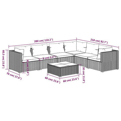 7-Delige Loungeset Met Kussens Poly Rattan 1