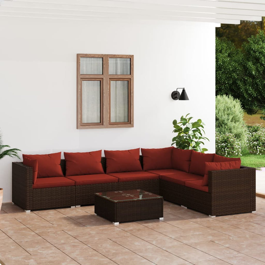 7-Delige Loungeset Met Kussens Poly Rattan 1