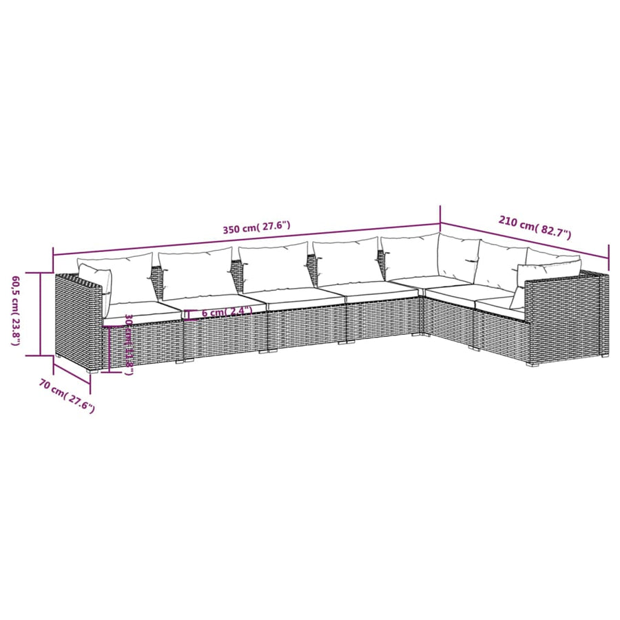 7-Delige Loungeset Met Kussens Poly Rattan 1