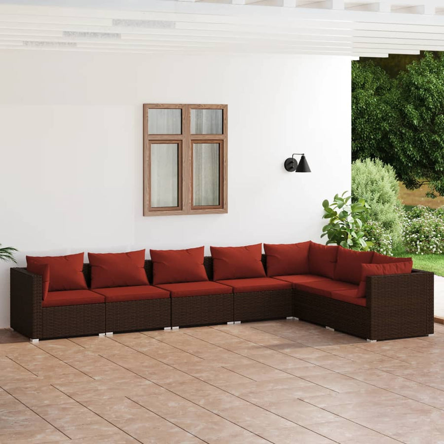 7-Delige Loungeset Met Kussens Poly Rattan 1