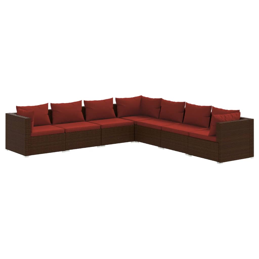 7-Delige Loungeset Met Kussens Poly Rattan 1