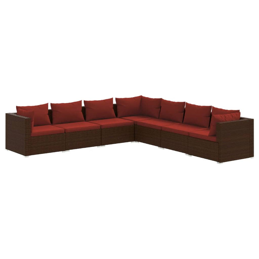 7-Delige Loungeset Met Kussens Poly Rattan 1