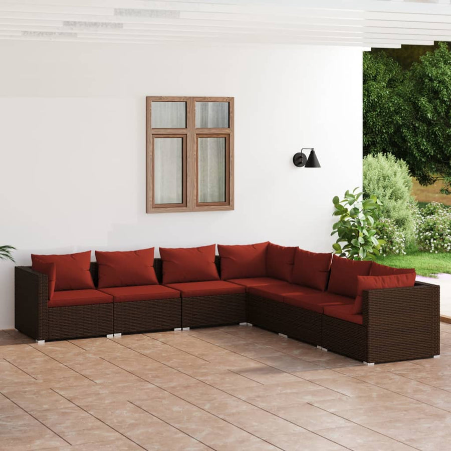 7-Delige Loungeset Met Kussens Poly Rattan 1