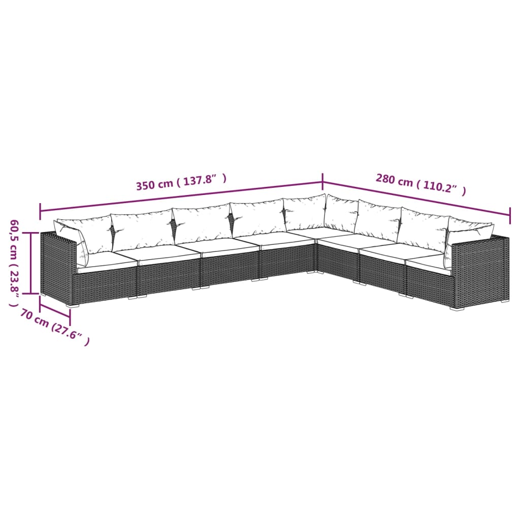8-Delige Loungeset Met Kussens Poly Rattan 1