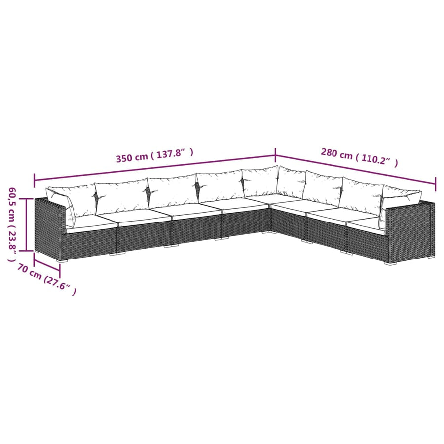 8-Delige Loungeset Met Kussens Poly Rattan 1