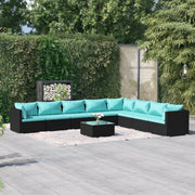 Loungeset poly rattan 9-delig zwart