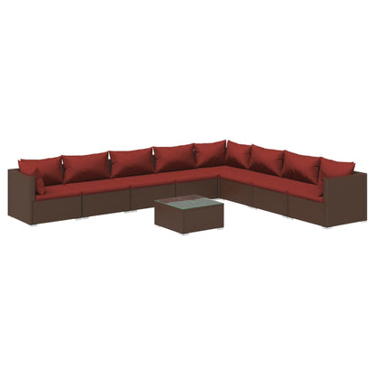 9-Delige Loungeset Met Kussens Poly Rattan 1