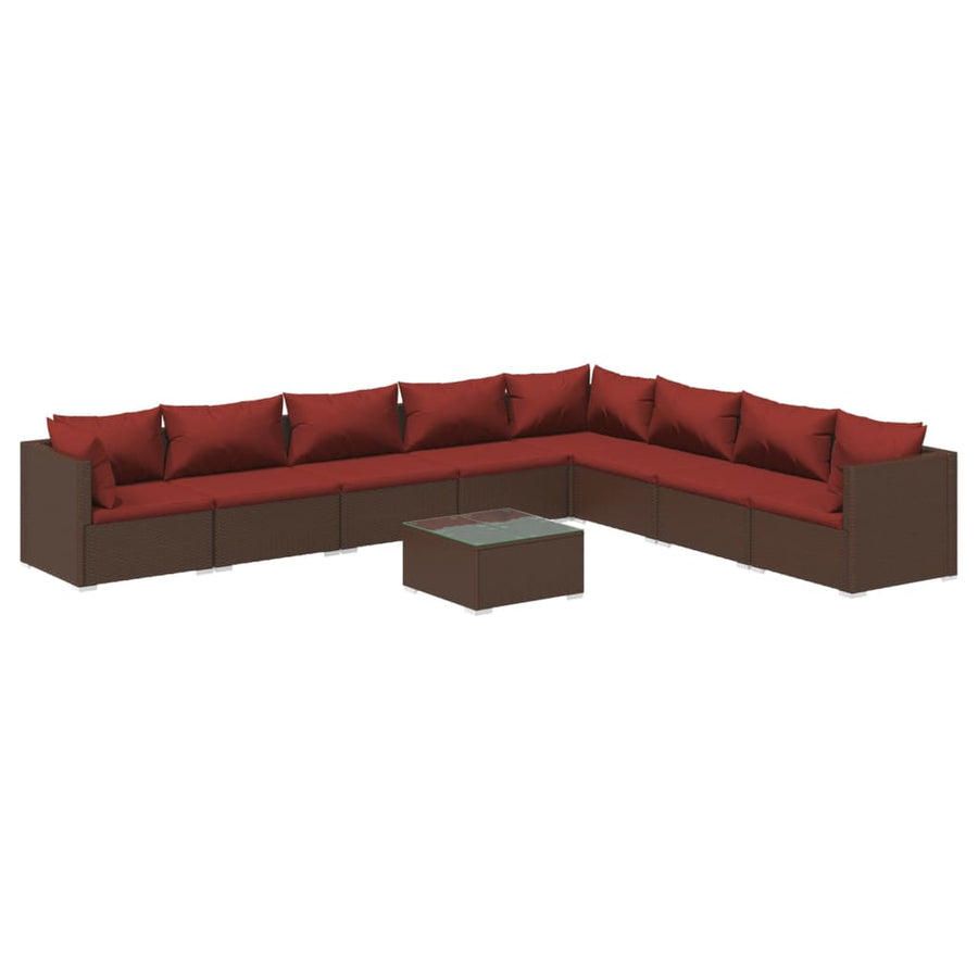 9-Delige Loungeset Met Kussens Poly Rattan 1
