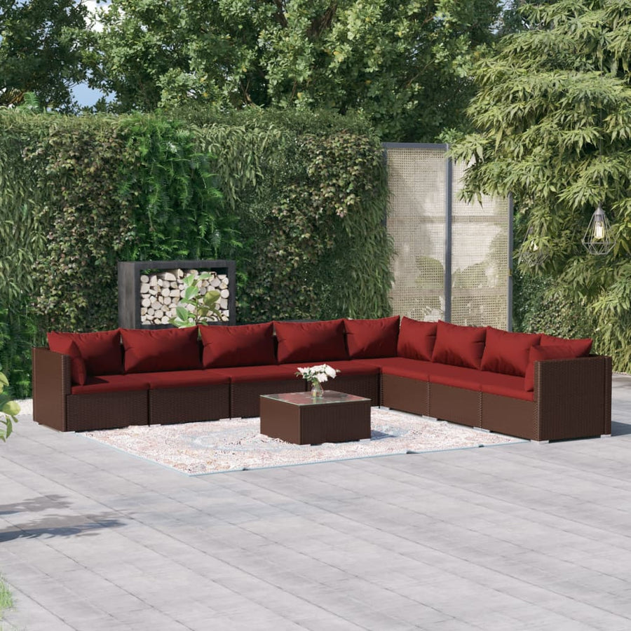 9-Delige Loungeset Met Kussens Poly Rattan 1