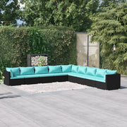 Loungeset 9-delig poly rattan zwart