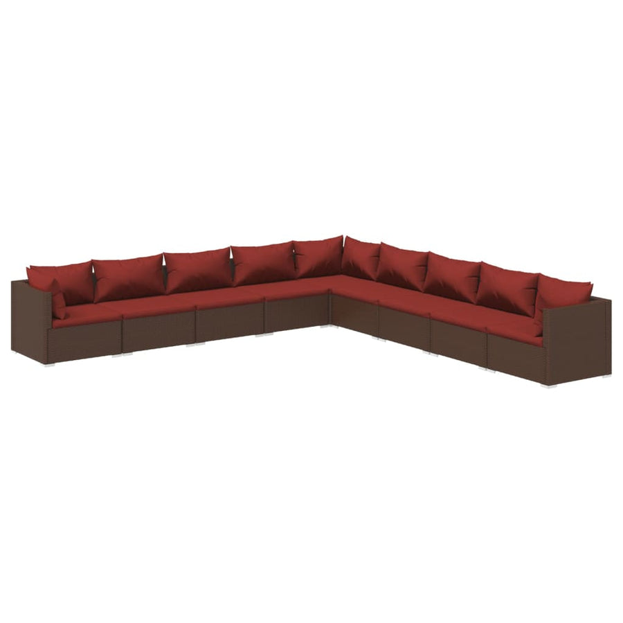 9-Delige Loungeset Met Kussens Poly Rattan 1