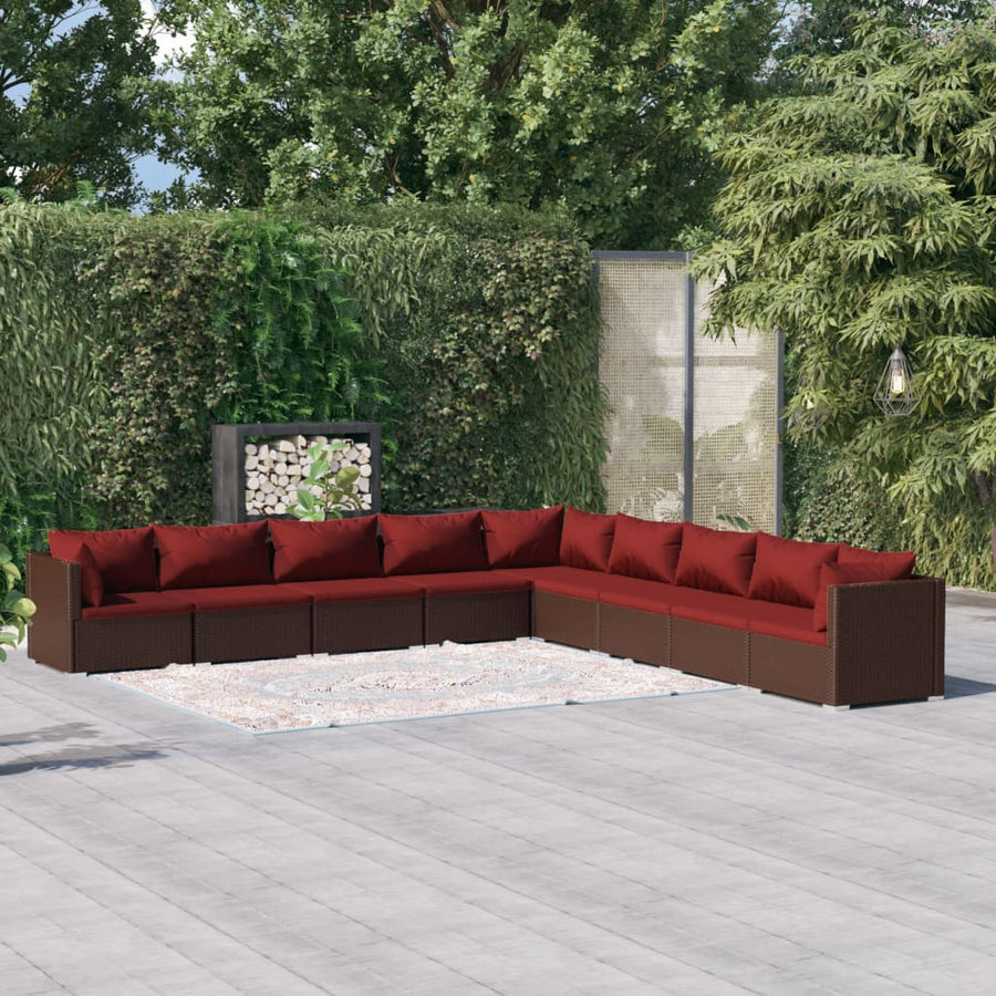 9-Delige Loungeset Met Kussens Poly Rattan 1