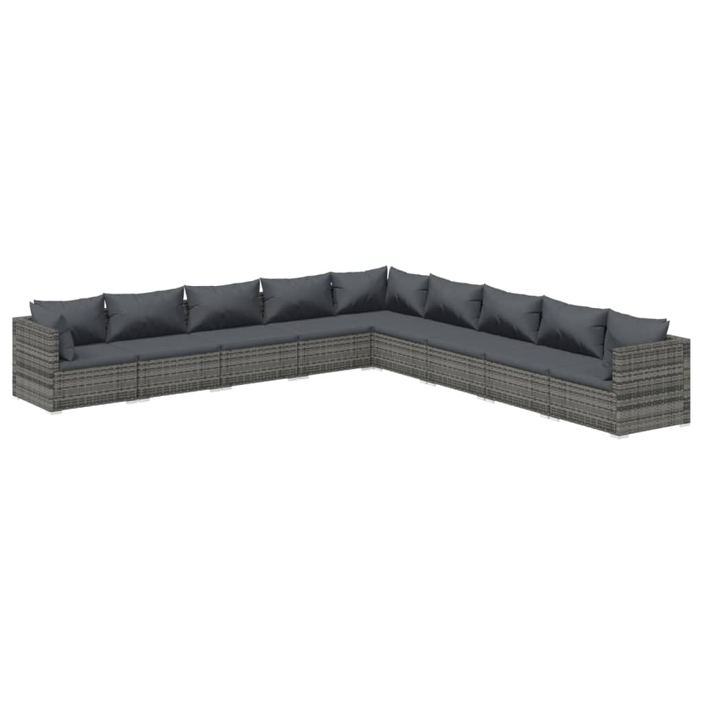 9-Delige Loungeset Met Kussens Poly Rattan 1