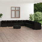 0-delige Loungeset met kussens poly rattan 1 3x hoek + 6x midden + Tafel