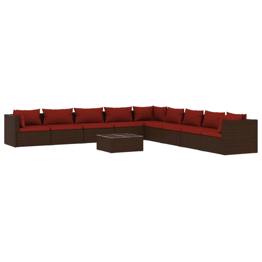 10-Delige Loungeset Met Kussens Poly Rattan 1