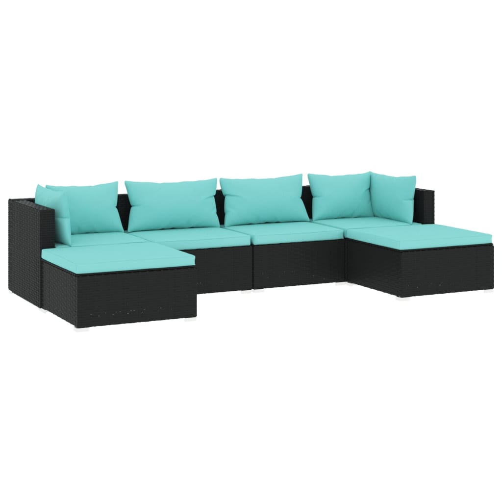 6-Delige Loungeset Met Kussens Poly Rattan 1