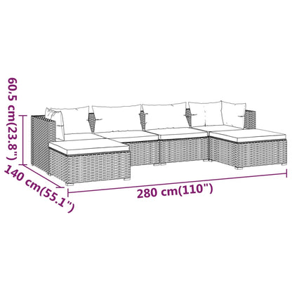 6-Delige Loungeset Met Kussens Poly Rattan 1
