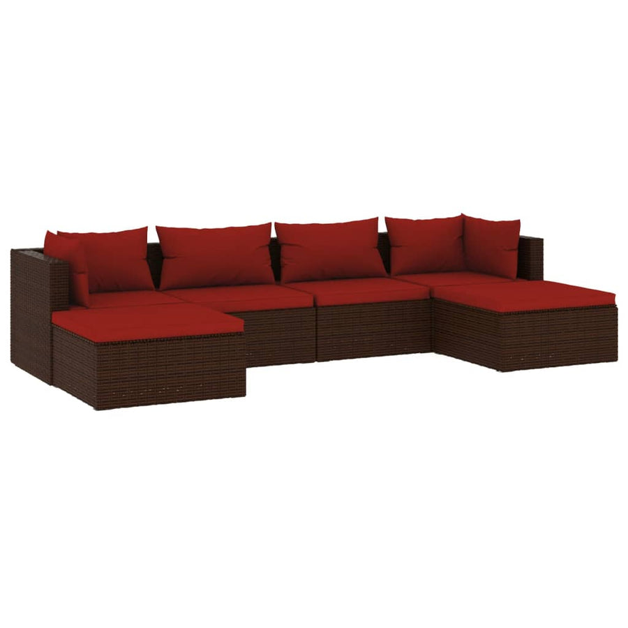 6-Delige Loungeset Met Kussens Poly Rattan 1