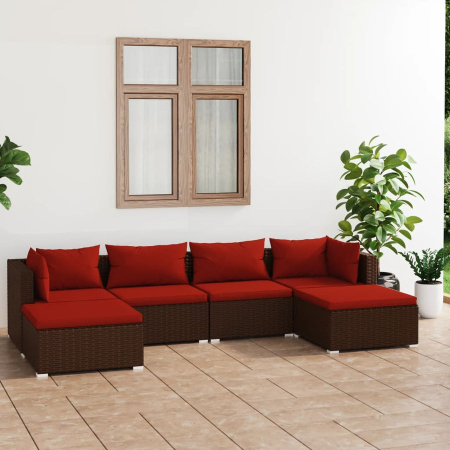 6-Delige Loungeset Met Kussens Poly Rattan 1