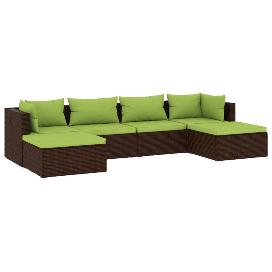 6-Delige Loungeset Met Kussens Poly Rattan 1