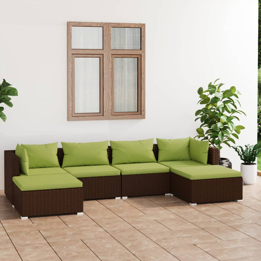 6-Delige Loungeset Met Kussens Poly Rattan 1