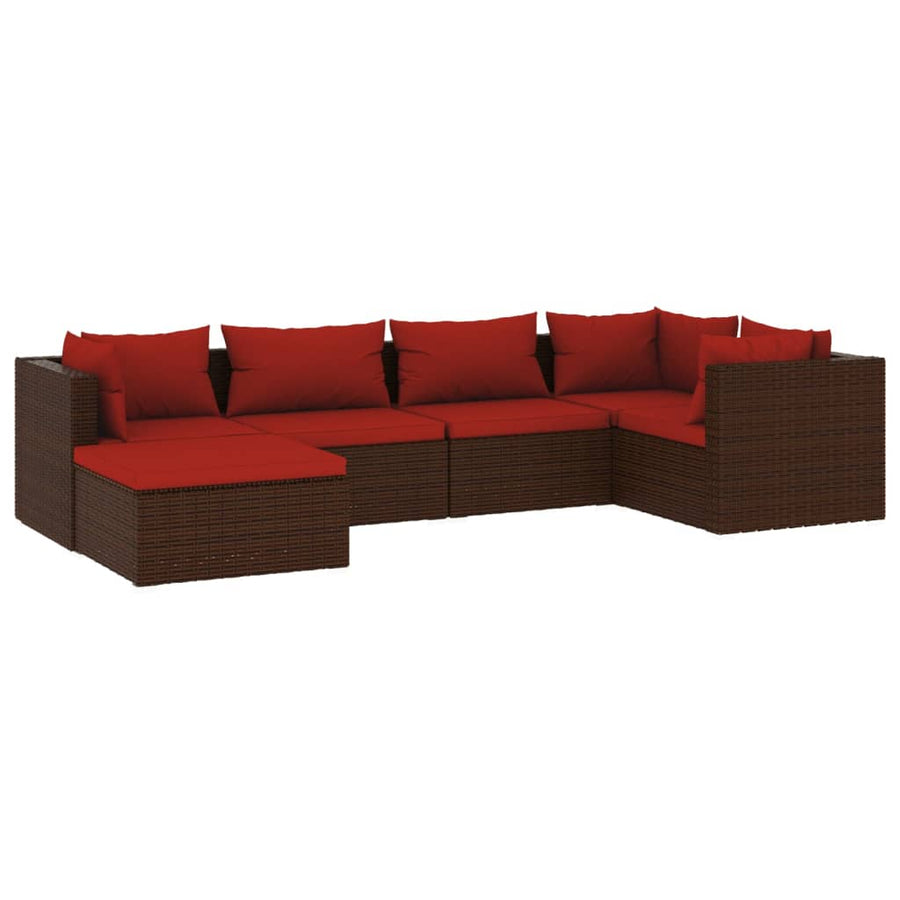 6-Delige Loungeset Met Kussens Poly Rattan 1